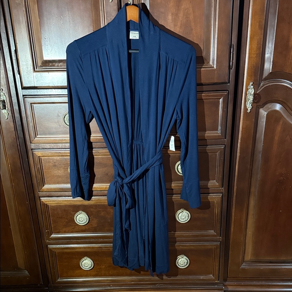 Soma S/M navy cool nights robe NWT
